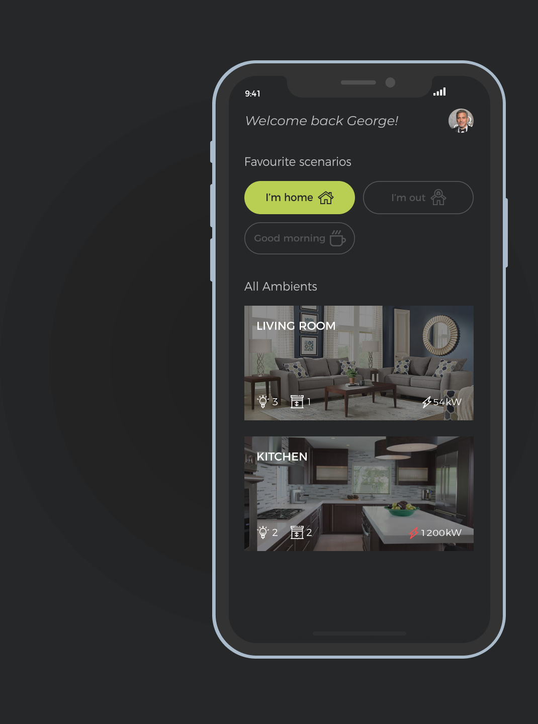 visione app design home page